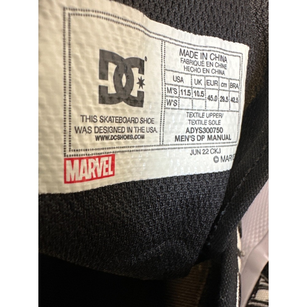 DC x Marvel Deadpool DP Manual Skate Shoe Black White Comic Men's 11.5 *No Laces - Picture 13 of 15